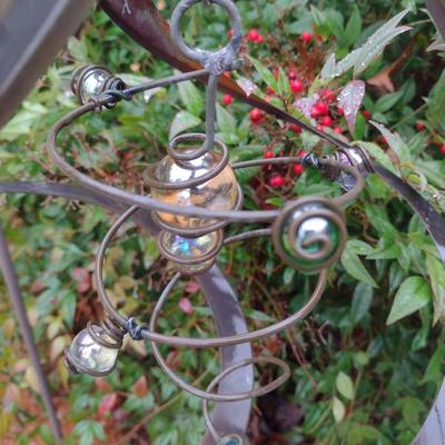 Metal Outdoor Whirligig with Glass Ball Center
