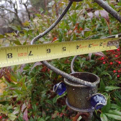 Metal Outdoor Hanging Yard Art with Glass with Color Glass Feeder