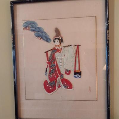 Vintage Framed Textile Art Choice A