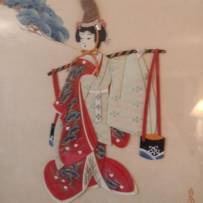 Vintage Framed Textile Art Choice A