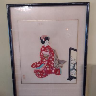 Vintage Framed Textile Art Choice B