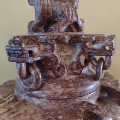 Carved Stone Foo Lion Incense Pot