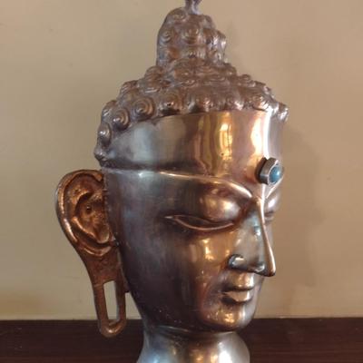 Vintage Large Brass Buddha Bust