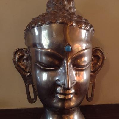 Vintage Large Brass Buddha Bust