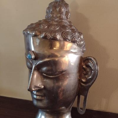 Vintage Large Brass Buddha Bust