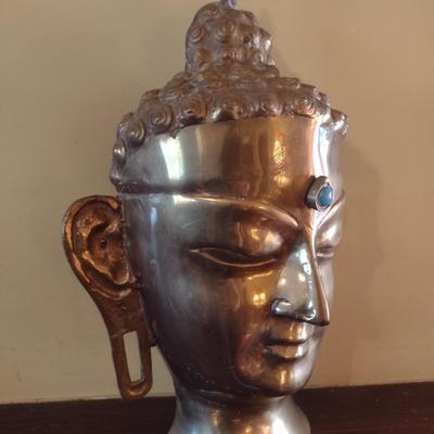 Vintage Large Brass Buddha Bust