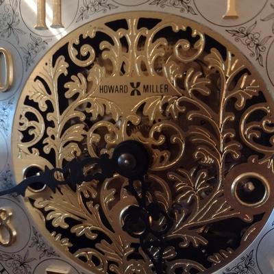 Vintage Burlwood Case West German Howard Miller 2 Jewel Mantel Clock