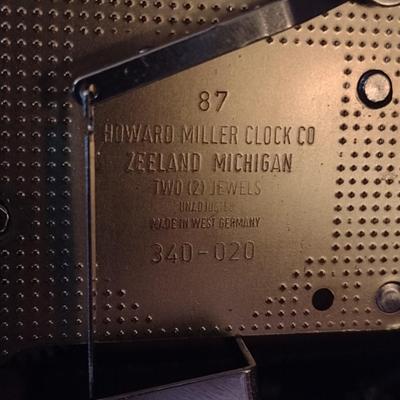 Vintage Burlwood Case West German Howard Miller 2 Jewel Mantel Clock