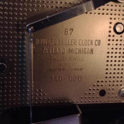 Vintage Burlwood Case West German Howard Miller 2 Jewel Mantel Clock
