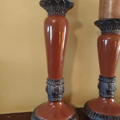 Set of Three Fitz and Floyd Ceramic Candlestick Holders