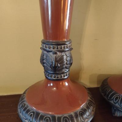 Set of Three Fitz and Floyd Ceramic Candlestick Holders