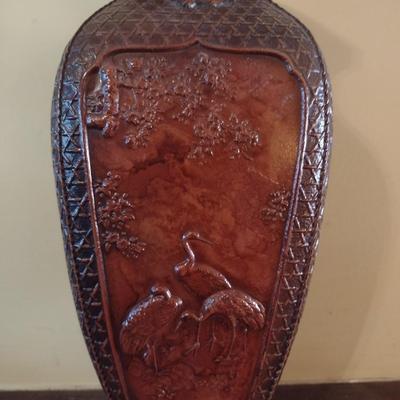 Metal Four Panel Japanese Decorative Vase