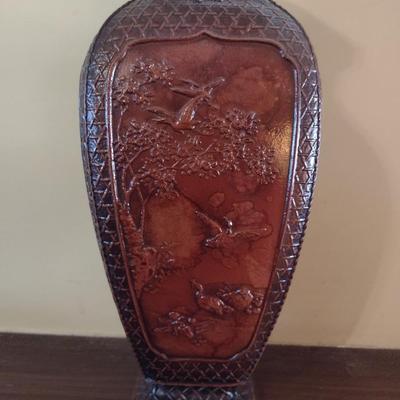 Metal Four Panel Japanese Decorative Vase