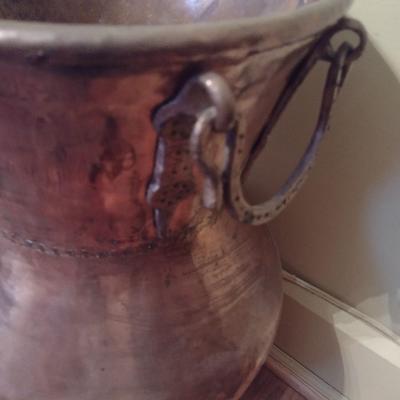 Large Hammered Copper Jug with Handles