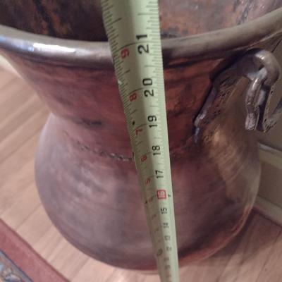 Large Hammered Copper Jug with Handles