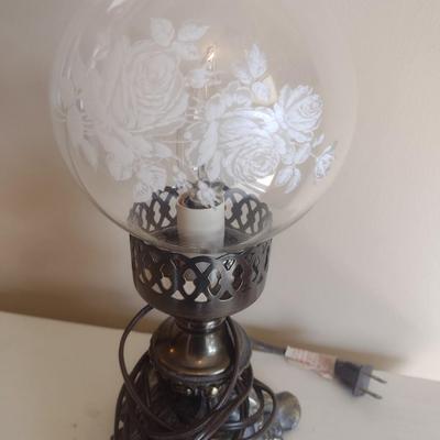 Metal Post Desk Lamp with Glass Shade