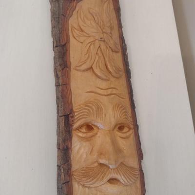 Carved Wood Spirit Wall Decor Signed Choice B