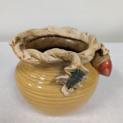 Hand Thrown Pottery Vase with Applied Acorn Design