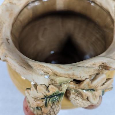 Hand Thrown Pottery Vase with Applied Acorn Design