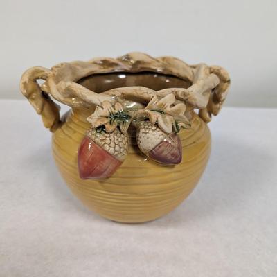 Hand Thrown Pottery Vase with Applied Acorn Design