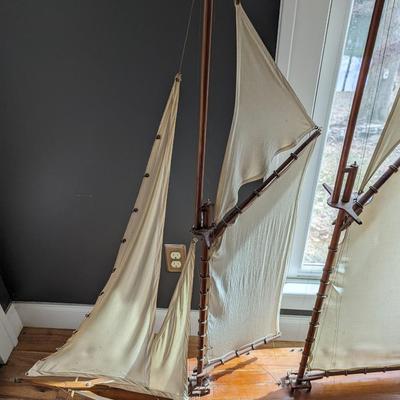 Hand Crafted Wood Hull Two Masted Schooner Model Sailboat