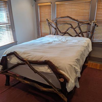 Custom Log and Twig Full Size Bed Frame with Mattress & Box Spring