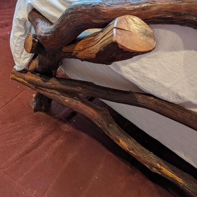 Custom Log and Twig Full Size Bed Frame with Mattress & Box Spring
