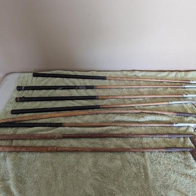 Collection of Antique Wooden Shaft Golf Club Irons