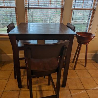 Solid Wood Dining Table with Three Chairs
