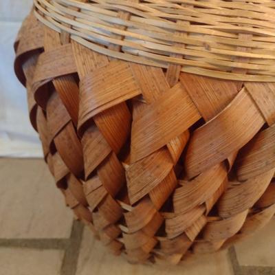 Woven Bamboo and Rattan Floor Vase Basket Natural Finish