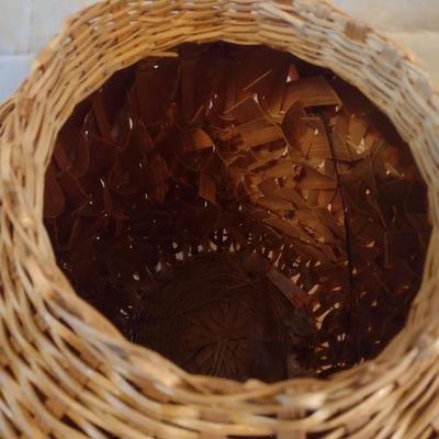 Woven Bamboo and Rattan Floor Vase Basket Natural Finish