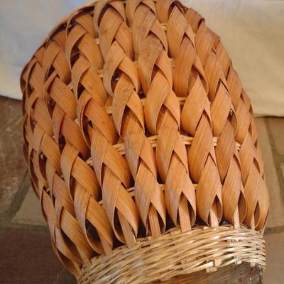 Woven Bamboo and Rattan Floor Vase Basket Natural Finish
