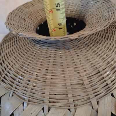 Woven Bamboo and Rattan Floor Vase Basket Gray Finish
