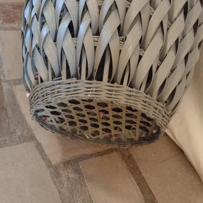 Woven Bamboo and Rattan Floor Vase Basket Gray Finish