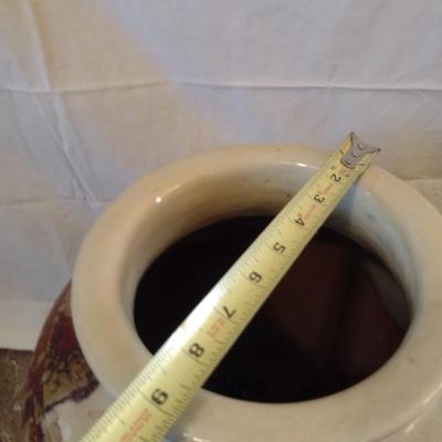 Large Pottery Floor Vase with Drip Finish Accent