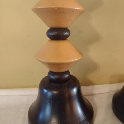 Pair of Wood Turned Candlestick Holders