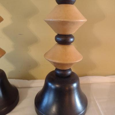 Pair of Wood Turned Candlestick Holders