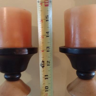 Pair of Wood Turned Candlestick Holders