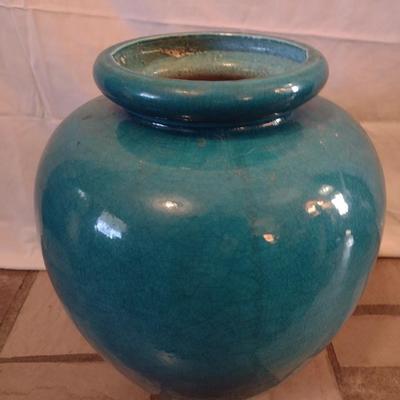 Pottery Green Glaze Floor Vase