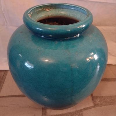 Pottery Green Glaze Floor Vase