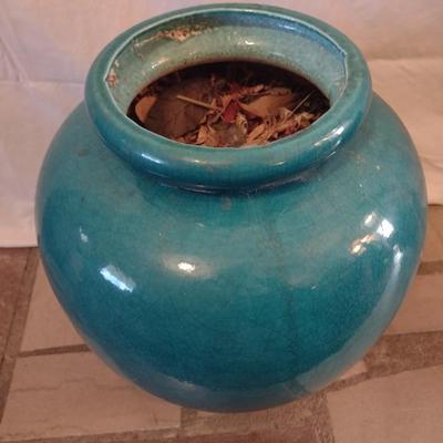 Pottery Green Glaze Floor Vase