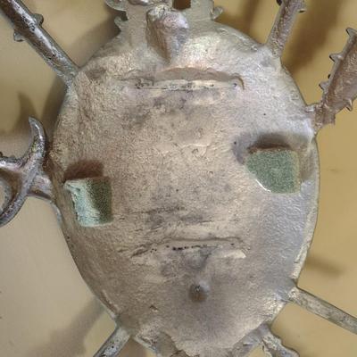 Vintage Cast Metal Aluminum Medieval Shield and Protection Wall Decor