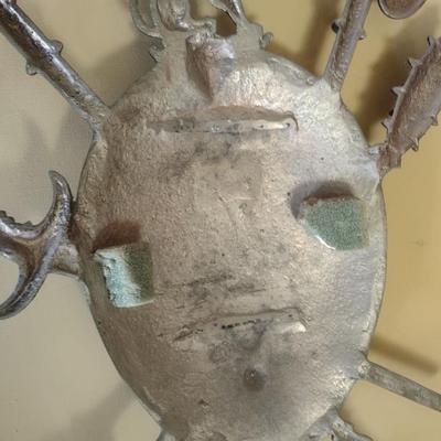 Vintage Cast Metal Aluminum Medieval Shield and Protection Wall Decor