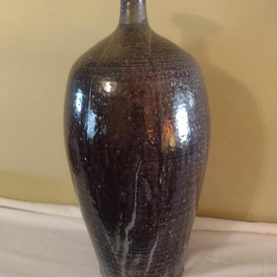 Hand Thrown Pottery Alkaline Glaze Vase Signed