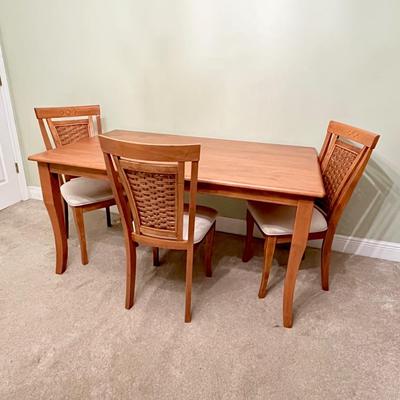 Solid Wood Four (4) Piece Dining Room Table & Chairs Set