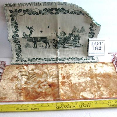 Antique Velveteen Small Runner and Austrian Christmas Theme Place Mat