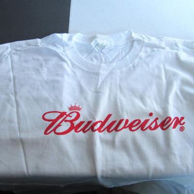 Budweiser Lot: Never Used T Shirt, Baseball Cap, and Older Decals