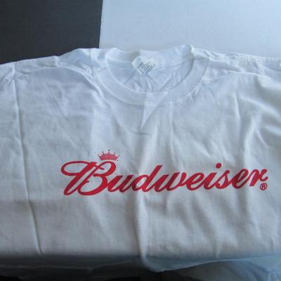 Budweiser Lot: Never Used T Shirt, Baseball Cap, and Older Decals