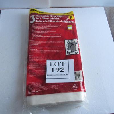 2 Shop Vac Disposable Filter Bags, Type F