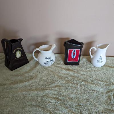 Nice Collection of Pub Pitchers includes Old Grand Dad, Dandi Dinmont, Windsor, and Dewar's